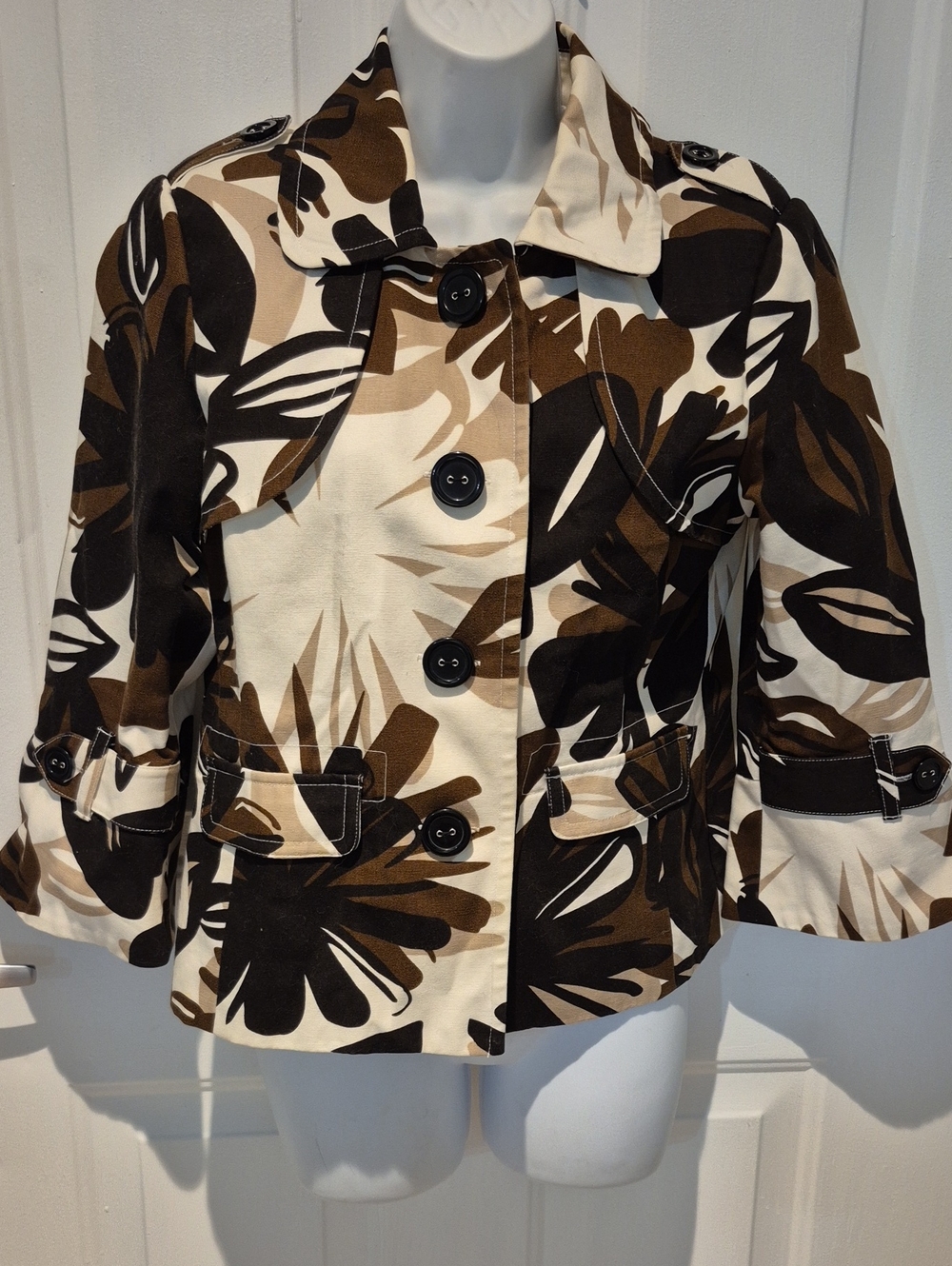 Rafaella Brown & Cream Floral 100% Cotton Jacket